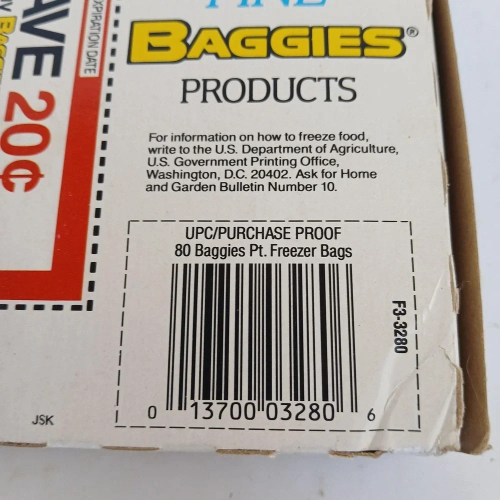 NOS Hefty Baggies Freezer Bags Pint Size 80 Bags Vintage Twist Ties New Sealed